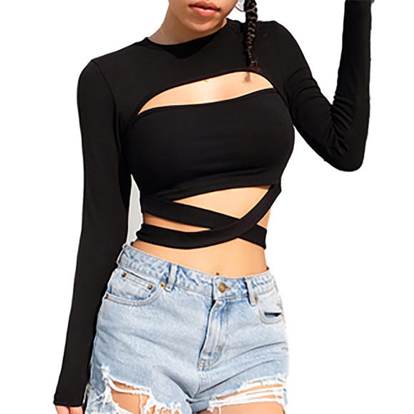 Tops - Lace-up Short Cropped Top Blouses